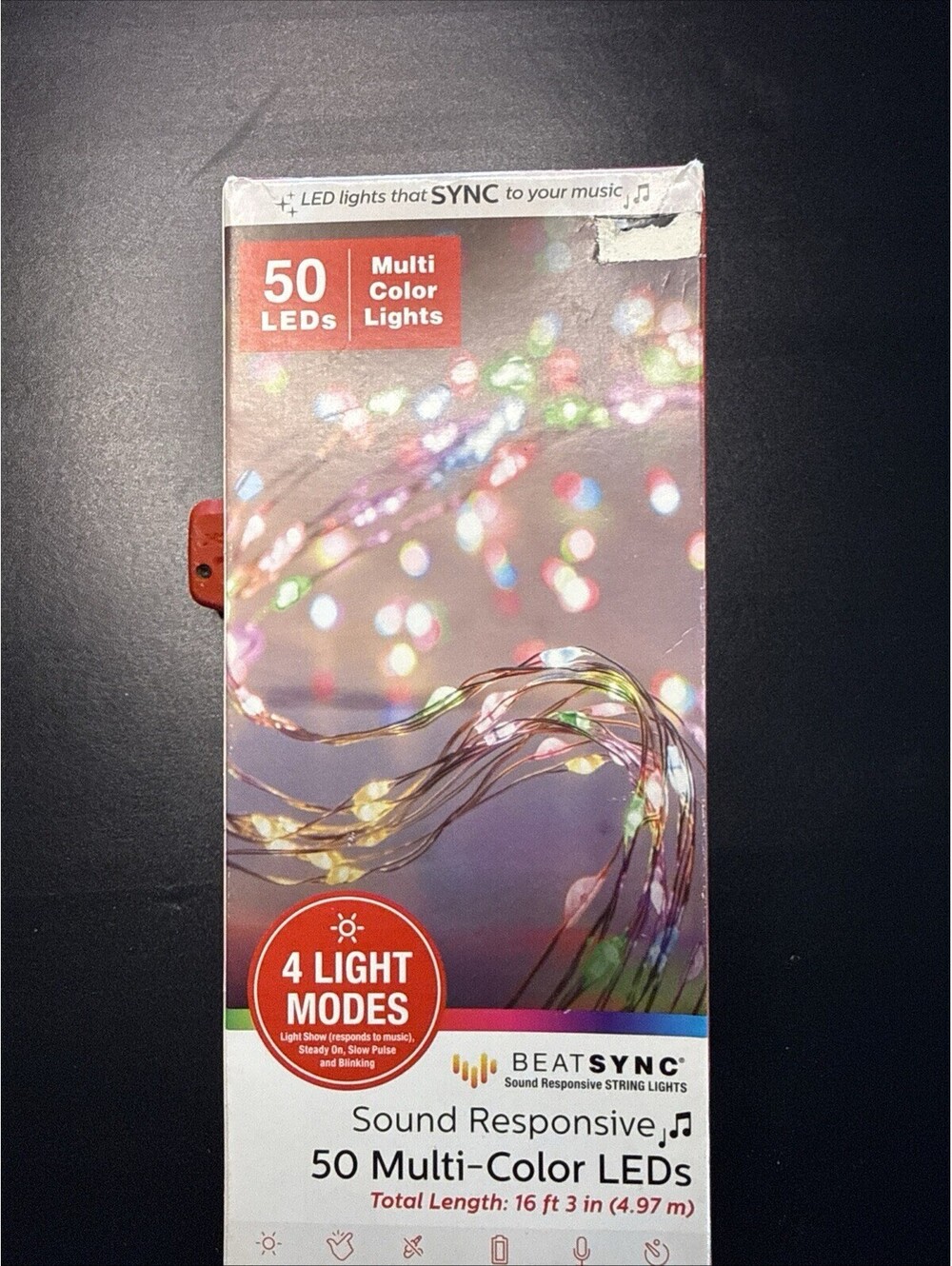 BeatSync Lights Sound Activated String Lights LED Sync To your Music 50 Multi